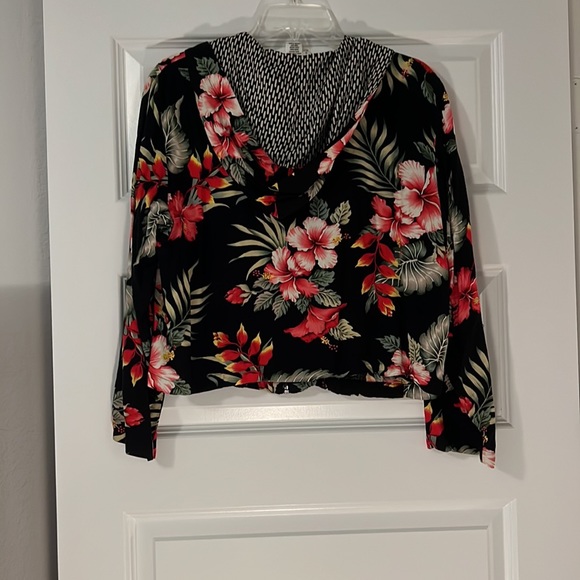 Vanity hoodie Hawaiian Print SM black jacket coat beaded unique dark floral boho - Picture 7 of 10